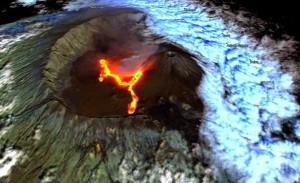 Satelitenbild vom Vulkanausbruch (Quelle: VolcanoDetect)